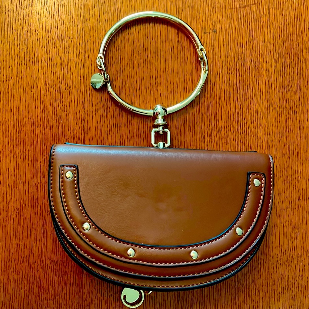 Brown bag with gold accents